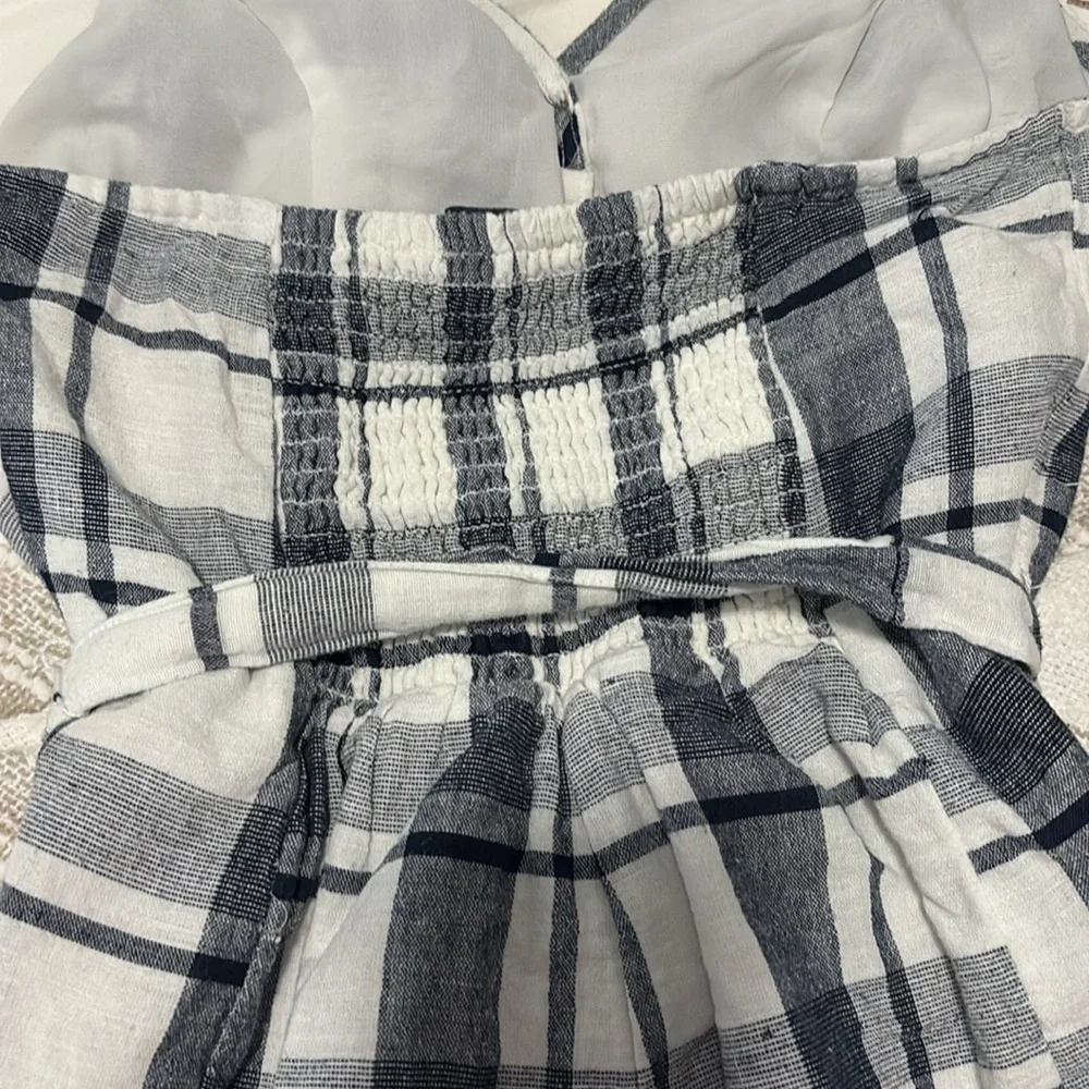 American Eagle size small blue and white plaid halter romper